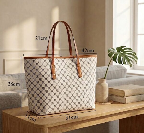 Bolso Tote Grande con Elegante Patrón Geométrico y Doble Asa