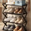 Organizador de Zapatos Moderno en Forma de X de 4 Niveles
