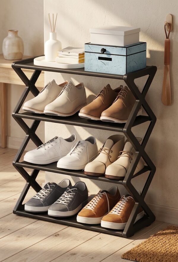 Organizador de Zapatos Moderno en Forma de X de 4 Niveles