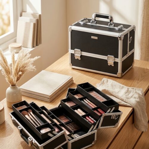 Maleta Organizadora de Maquillaje con Bandejas y Llave