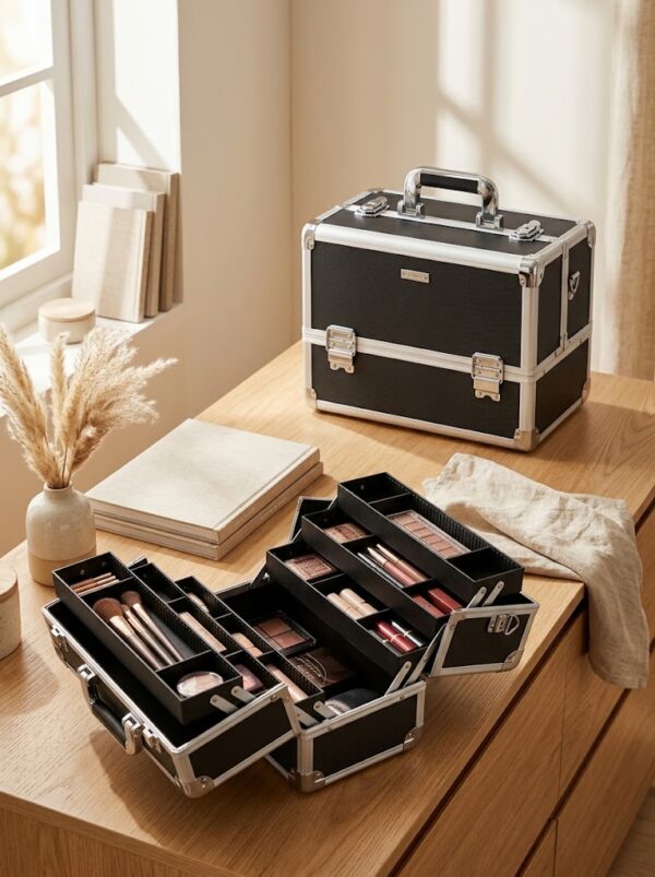 25a3cb0a-677e-429c-a65a-1c76a1518707 Maleta Organizadora de Maquillaje con Bandejas y Llave