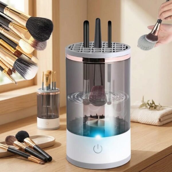 Limpiador Eléctrico de Brochas de Maquillaje 4 en 1 con Secador y Organizador