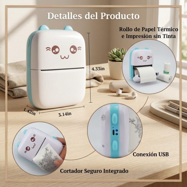 Mini Impresora Sin Tinta con Bluetooth + 5 Rollos de Papel